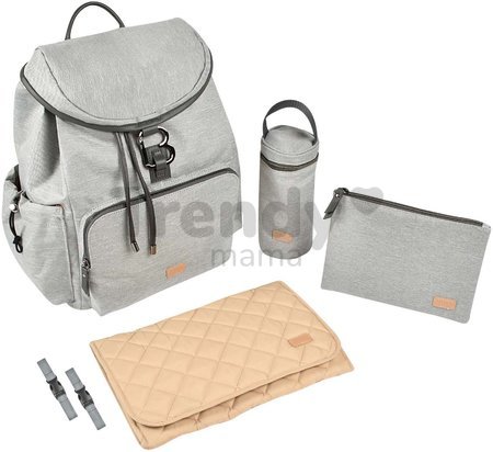 Prebaľovacia taška ako batoh Vancouver Backpack Heather Grey Beaba s doplnkami 22 l objem 42 cm svetlošedá