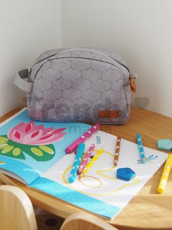 Kozmetická taštička Toiletry Pouch Beaba Tiny Dots so zipsom sivá s bodkami