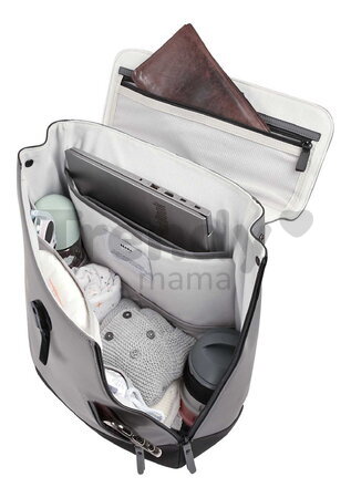 Prebaľovací batoh Oslo Changing Bag Mineral Grey Beaba vodeodolný s prebaľovacou podložkou a popruhmi ku kočíku sivý BE940320