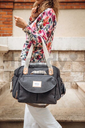 Prebaľovacia taška ku kočíku Geneva II Changing Bag Dark Heather Grey Beaba s prebaľovacou podložkou sivá  BE940326
