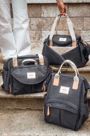 Prebaľovacia taška ku kočíku Geneva II Changing Bag Dark Heather Grey Beaba s prebaľovacou podložkou sivá  BE940326