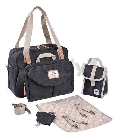 Prebaľovacia taška ku kočíku Geneva II Changing Bag Dark Heather Grey Beaba s prebaľovacou podložkou sivá  BE940326