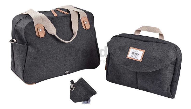 Prebaľovacia taška ku kočíku Geneva II Changing Bag Dark Heather Grey Beaba s prebaľovacou podložkou sivá  BE940326