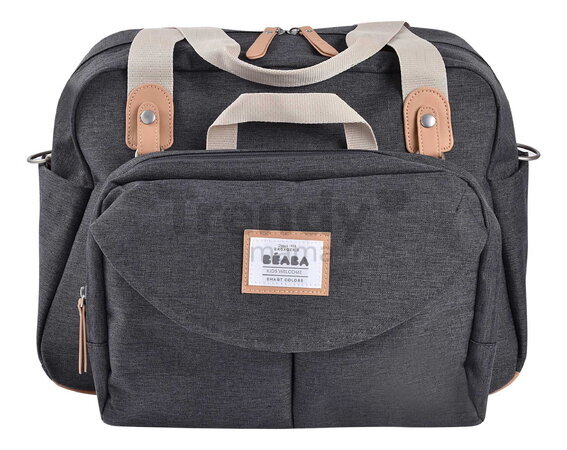 Prebaľovacia taška ku kočíku Geneva II Changing Bag Dark Heather Grey Beaba s prebaľovacou podložkou sivá  BE940326