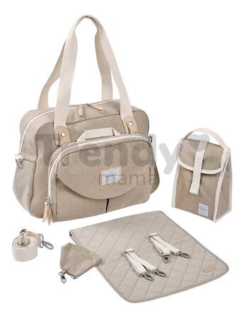 Prebaľovacia taška ku kočíku Geneva II Changing Bag Eco Clay Beaba s prebaľovacou podložkou béžová