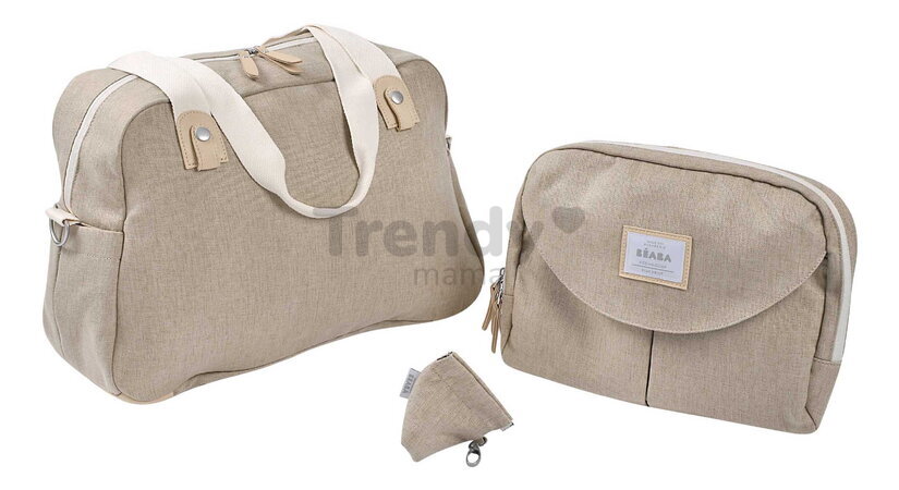 Prebaľovacia taška ku kočíku Geneva II Changing Bag Eco Clay Beaba s prebaľovacou podložkou béžová