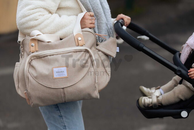 Prebaľovacia taška ku kočíku Geneva II Changing Bag Eco Clay Beaba s prebaľovacou podložkou béžová