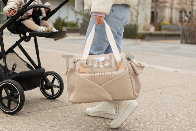 Prebaľovacia taška ku kočíku Sydney II Changing Bag Eco Clay Beaba s prebaľovacou podložkou béžová