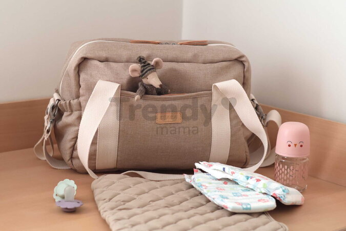 Prebaľovacia taška ku kočíku Paris Changing Bag Eco Clay Beaba s prebaľovacou podložkou béžová