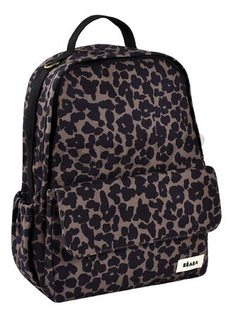 Prebaľovací batoh Tokyo Backpack Leopard Beaba s prebaľovacou podložkou a popruhmi ku kočíku s leopardím vzorom