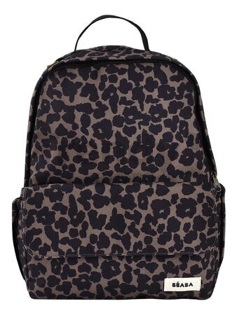 Prebaľovací batoh Tokyo Backpack Leopard Beaba s prebaľovacou podložkou a popruhmi ku kočíku s leopardím vzorom