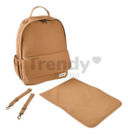 Prebaľovací batoh Tokyo Backpack Ochre Beaba s prebaľovacou podložkou a popruhmi ku kočíku hnedý