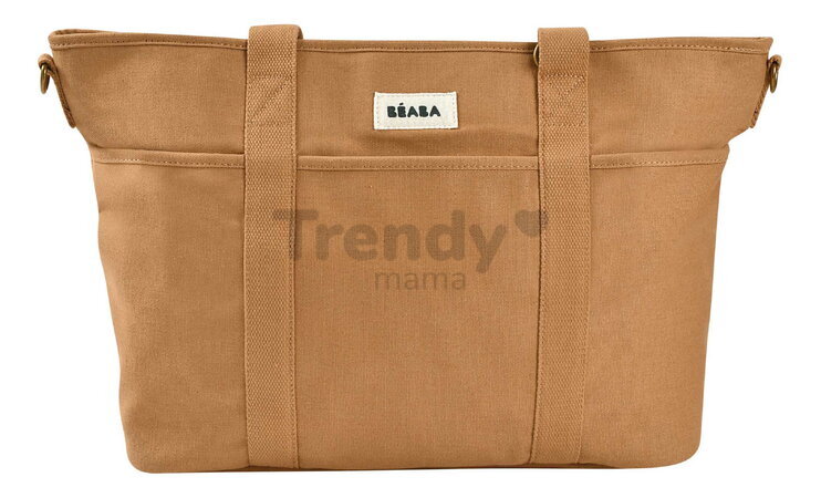 Prebaľovacia taška ku kočíku Madrid Changing Bag Ochre Beaba s prebaľovacou podložkou a popruhmi ku kočíku hnedá