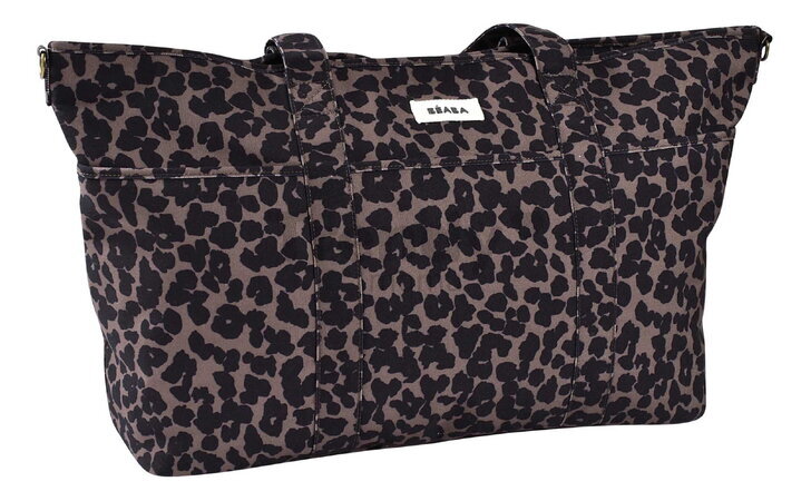 Prebaľovacia taška ku kočíku Madrid Changing Bag XXL Leopard Beaba s prebaľovacou podložkou a popruhmi ku kočíku s leopardím vzorom
