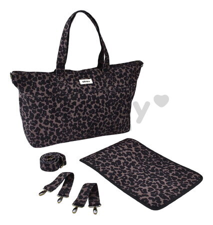 Prebaľovacia taška ku kočíku Madrid Changing Bag XXL Leopard Beaba s prebaľovacou podložkou a popruhmi ku kočíku s leopardím vzorom
