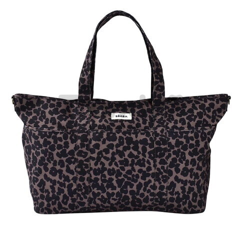 Prebaľovacia taška ku kočíku Madrid Changing Bag XXL Leopard Beaba s prebaľovacou podložkou a popruhmi ku kočíku s leopardím vzorom