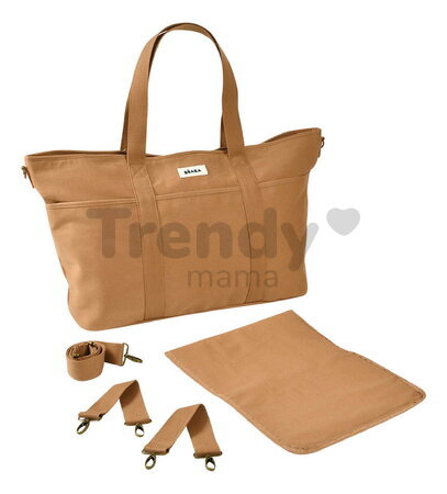Prebaľovacia taška ku kočíku Madrid Changing Bag XXL Ochre Beaba s prebaľovacou podložkou a popruhmi ku kočíku hnedá
