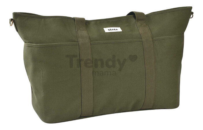 Prebaľovacia taška ku kočíku Madrid Changing Bag XXL Lichen Beaba s prebaľovacou podložkou a popruhmi ku kočíku zelená