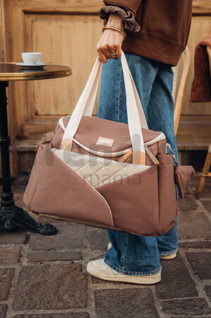 Prebaľovacia taška ku kočíku Sydney Bag Cacao Beaba s prebaľovacou podložkou a popruhmi ku kočíku hnedá