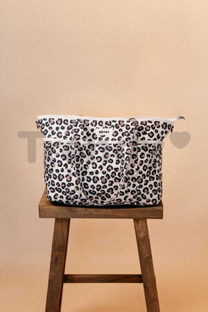 Prebaľovacia taška ku kočíku Madrid Bag Leopard Clay Beaba s prebaľovacou podložkou a popruhmi ku kočíku leopardí vzor
