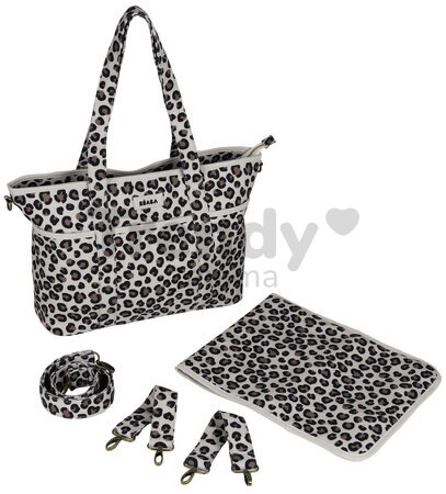 Prebaľovacia taška ku kočíku Madrid Bag Leopard Clay Beaba s prebaľovacou podložkou a popruhmi ku kočíku leopardí vzor