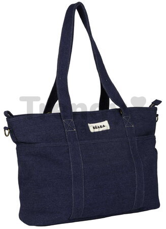 Prebaľovacia taška ku kočíku Madrid Bag Denim Beaba s prebaľovacou podložkou a popruhmi ku kočíku modrá