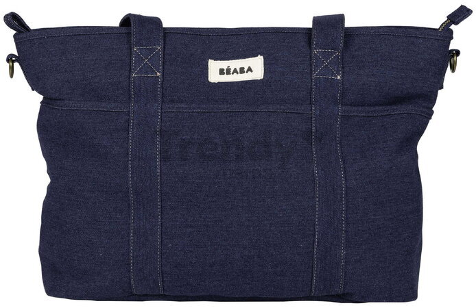 Prebaľovacia taška ku kočíku Madrid Bag Denim Beaba s prebaľovacou podložkou a popruhmi ku kočíku modrá