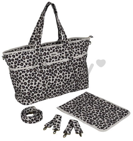 Prebaľovacia taška ku kočíku Madrid Bag XXL Leopard Clay Beaba s prebaľovacou podložkou a popruhmi ku kočíku extra veľká leopardí vzor