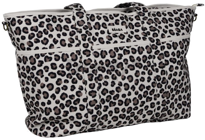 Prebaľovacia taška ku kočíku Madrid Bag XXL Leopard Clay Beaba s prebaľovacou podložkou a popruhmi ku kočíku extra veľká leopardí vzor