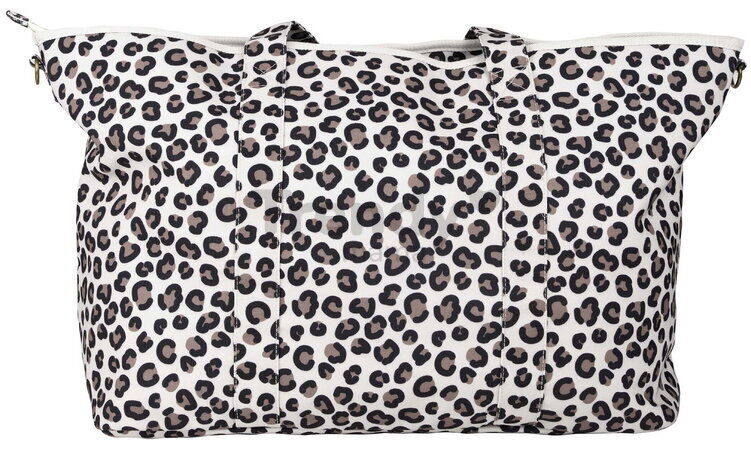 Prebaľovacia taška ku kočíku Madrid Bag XXL Leopard Clay Beaba s prebaľovacou podložkou a popruhmi ku kočíku extra veľká leopardí vzor
