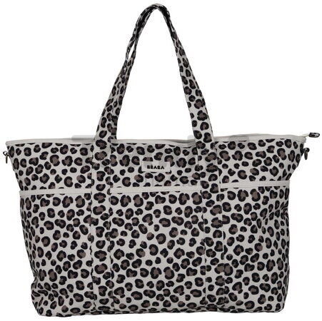 Prebaľovacia taška ku kočíku Madrid Bag XXL Leopard Clay Beaba s prebaľovacou podložkou a popruhmi ku kočíku extra veľká leopardí vzor