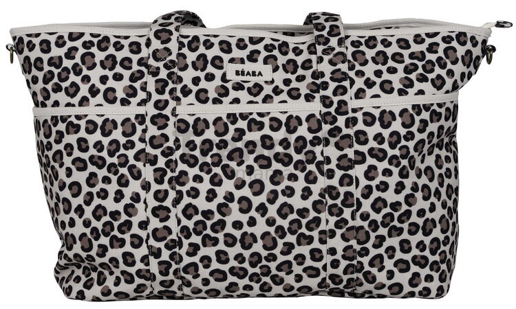 Prebaľovacia taška ku kočíku Madrid Bag XXL Leopard Clay Beaba s prebaľovacou podložkou a popruhmi ku kočíku extra veľká leopardí vzor