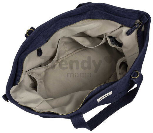 Prebaľovacia taška ku kočíku Madrid Bag XXl Denim Beaba s prebaľovacou podložkou a popruhmi ku kočíku extra veľká modrá