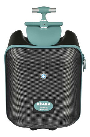 Kufor na kolieskach so sedátkom pre dieťa Travel Case Eazy Luggage Beaba 2v1 s prídavnými kolieskami pre stabilitu 22 l nosnosť až 100 kg čierny BE946