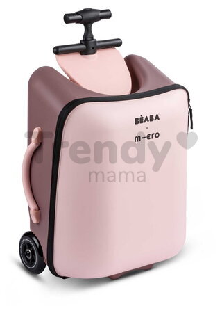 Kufor na kolieskach so sedátkom pre dieťa Carry-On Suitcase With Child Seat Luggage Eazy Sorbet Beaba 2v1 s prídavnými kolieskami pre stabilitu 22 l n