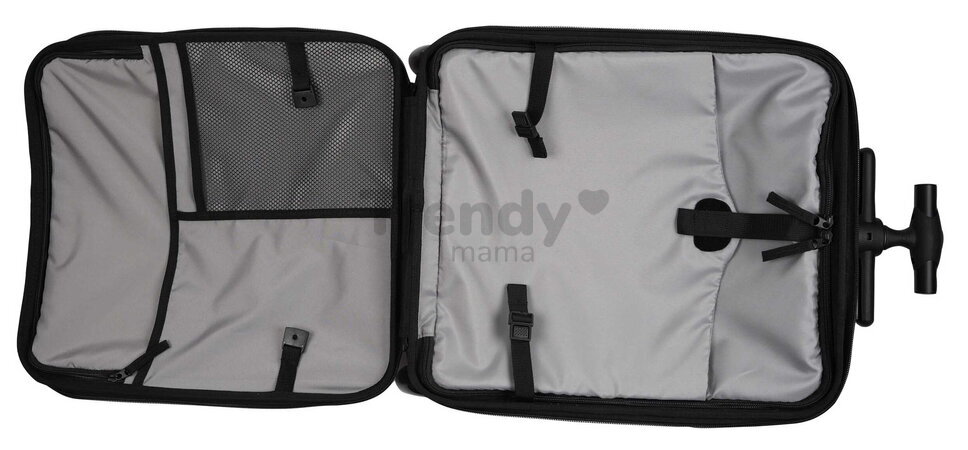 Kufor na kolieskach so sedátkom pre dieťa Carry-On Suitcase With Child Seat Luggage Eazy Sorbet Beaba 2v1 s prídavnými kolieskami pre stabilitu 22 l n