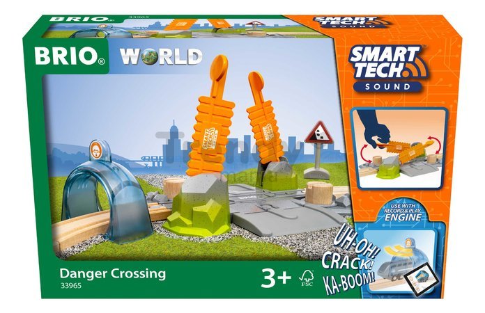 Železničný prejazd v horách s interaktívnym tunelom Smart Tech Sound BRIO s efektom nestabilnej dráhy od 3 rokov BRIO9659