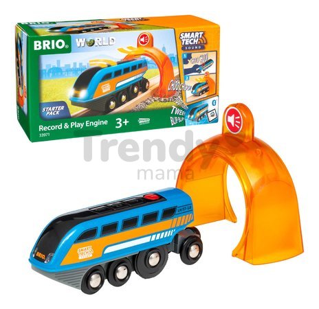Lokomotíva elektronická s nahrávaním zvukov Smart Tech Sound Record & Play Engine BRIO so svetlom a interaktívny tunel s pripojením na aplikáciu od 3 