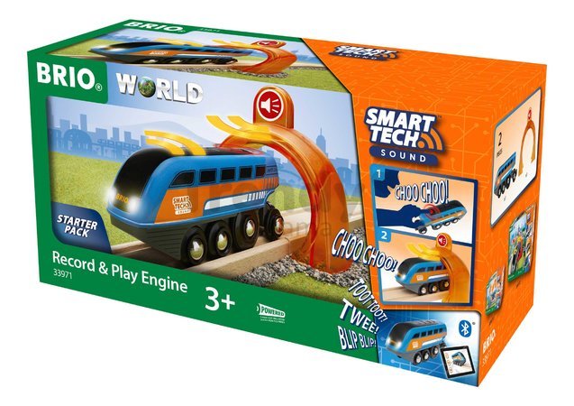 Lokomotíva elektronická s nahrávaním zvukov Smart Tech Sound Record & Play Engine BRIO so svetlom a interaktívny tunel s pripojením na aplikáciu od 3 