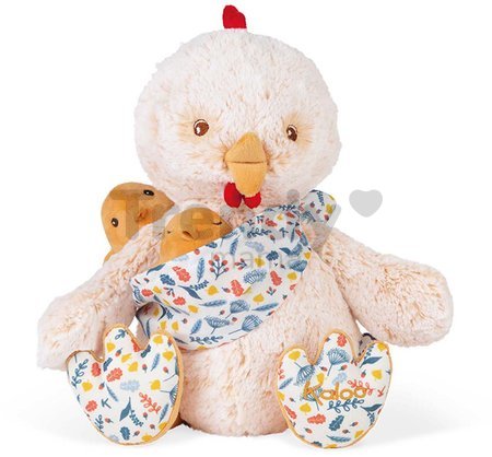 Plyšový otec kohút s kuriatkami Linoo Chicken Dad Plush Paul Kaloo krémový 35 cm z jemného plyšu v darčekovej krabičke od 0 mes