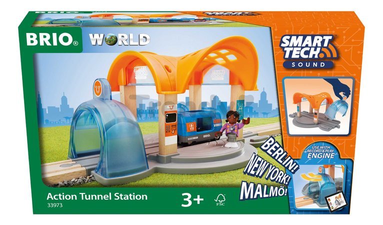 Vlaková stanica s interaktívnym tunelom Smart Tech Sound Station BRIO s osobným vozňom a figúrkou od 3 rokov BRIO9734