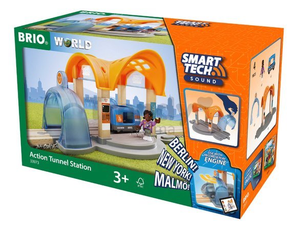 Vlaková stanica s interaktívnym tunelom Smart Tech Sound Station BRIO s osobným vozňom a figúrkou od 3 rokov BRIO9734