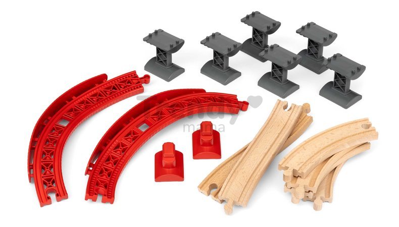 Náhradné diely pre vláčikodráhu Ascending Curves Track Pack BRIO oblé koľajnice na pilieroch s výškovým prevýšením od 3 rokov BRIO9956