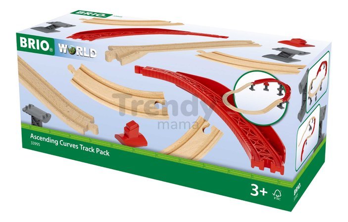 Náhradné diely pre vláčikodráhu Ascending Curves Track Pack BRIO oblé koľajnice na pilieroch s výškovým prevýšením od 3 rokov BRIO9956