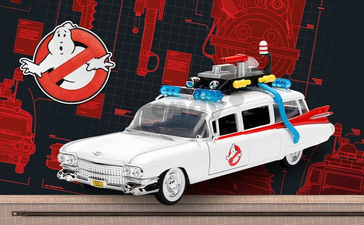 Autíčko Ghostbusters ECTO-1 Jada kovové s otvárateľnými dverami dĺžka 23 cm 1:24 od 8 rokov
