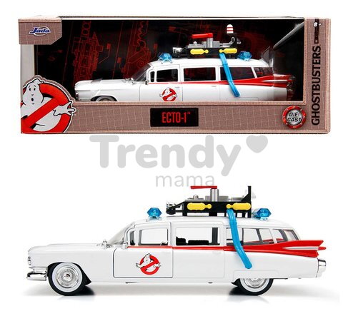 Autíčko Ghostbusters ECTO-1 Jada kovové s otvárateľnými dverami dĺžka 23 cm 1:24 od 8 rokov