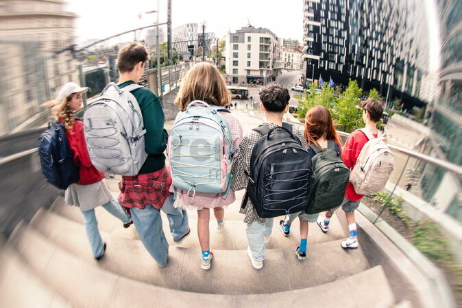 Školský batoh Backpack College Grey Melange Jeune Premier ergonomický luxusné prevedenie 45*25 cm