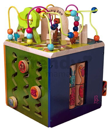 Drevená interaktívna kocka Zany Zoo B-Toys s aktivitami od 12 mes BTBX1004Z