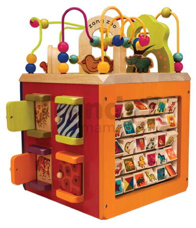 Drevená interaktívna kocka Zany Zoo B-Toys s aktivitami od 12 mes BTBX1004Z