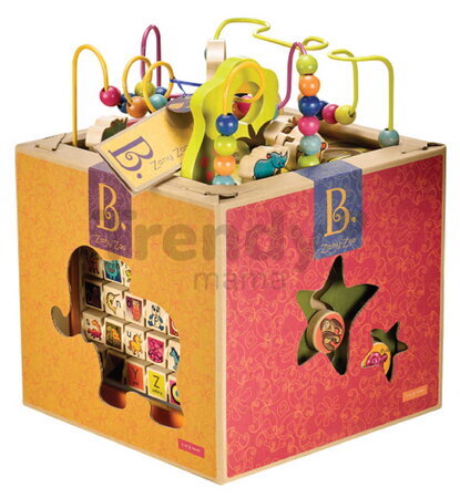 Drevená interaktívna kocka Zany Zoo B-Toys s aktivitami od 12 mes BTBX1004Z